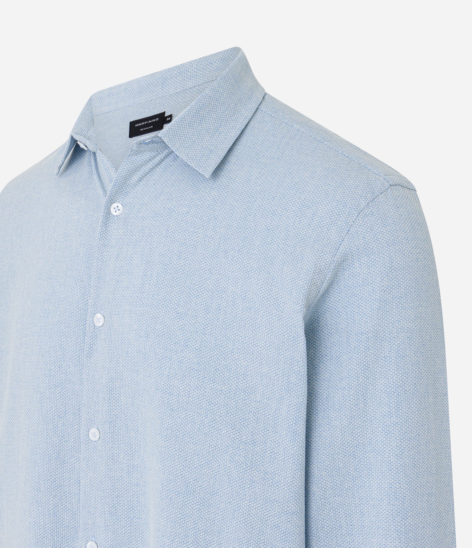 Camisa Regular com Textura Maquinetada e Gola Colarinho Azul Bebê 7