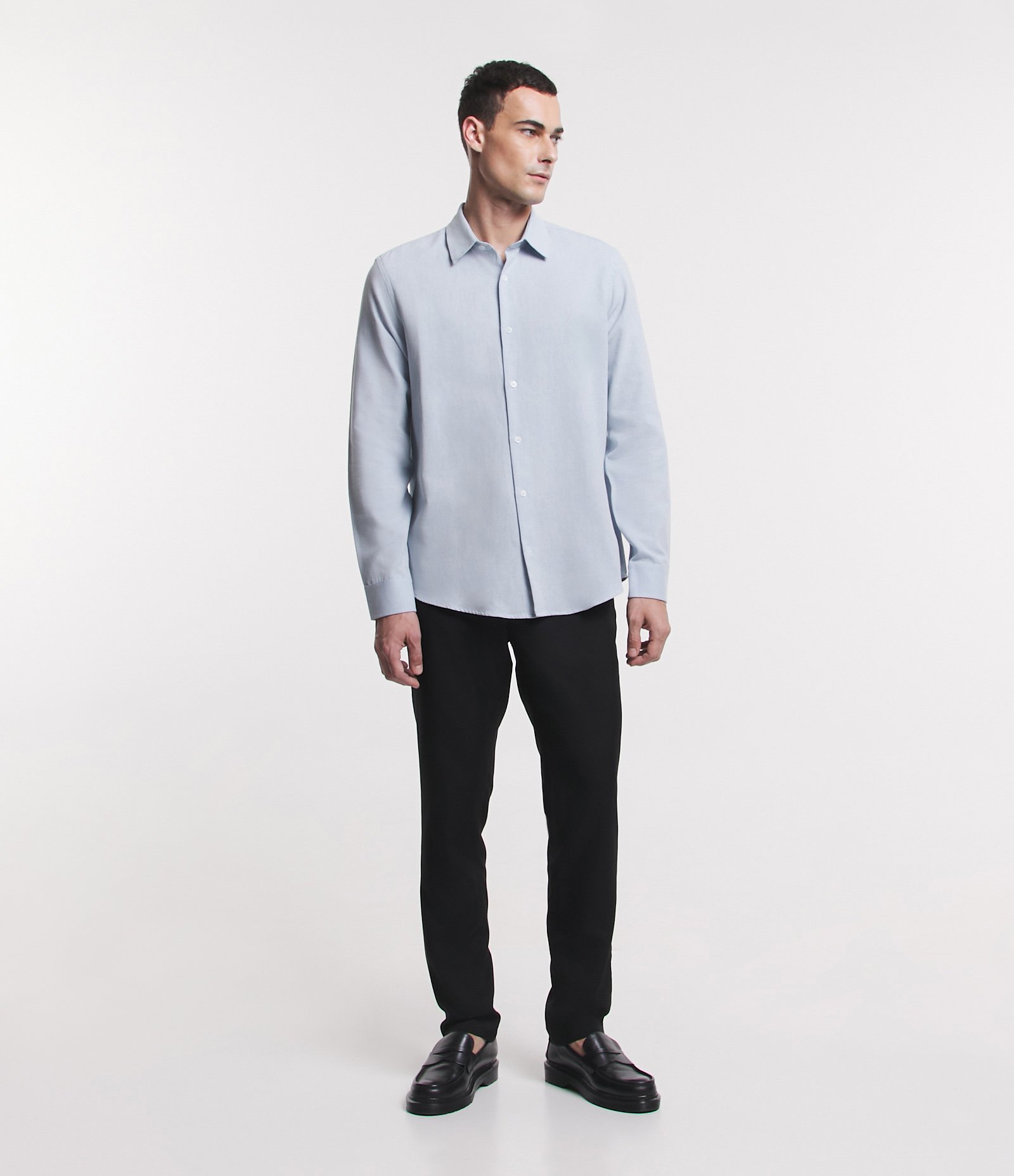 Camisa Regular com Textura Maquinetada e Gola Colarinho Azul Bebê 2