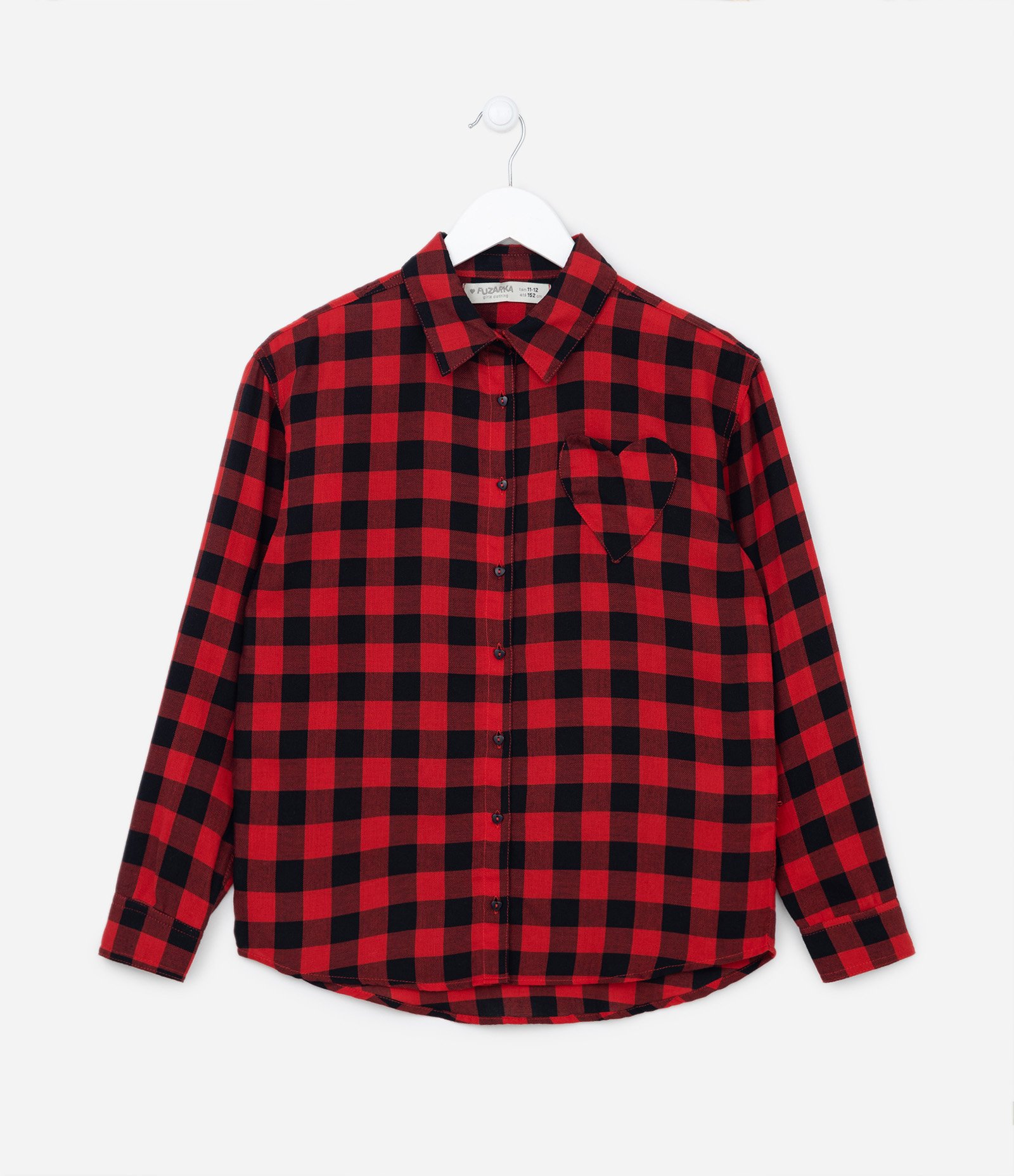 Camisa Infantil em Algodão com Estampa Xadrez - Tam 5 a 14 Anos Vermelho/Preto 1