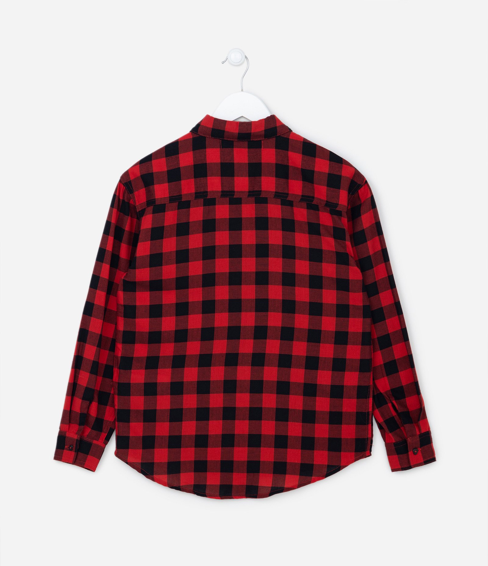 Camisa Infantil em Algodão com Estampa Xadrez - Tam 5 a 14 Anos Vermelho/Preto 2