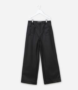 Calça Wide Leg Infantil em PU - Tam 5 a 14 anos