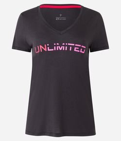 Camiseta Esportiva em Viscose com UNLIMITED Lettering Estampado