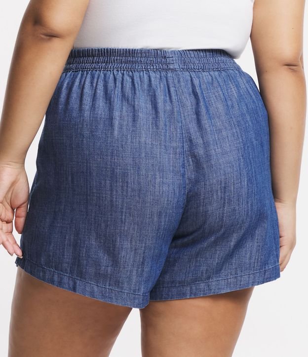 Short Comfy Jeans com Amarração no Cós Curve & Plus Size Azul 3