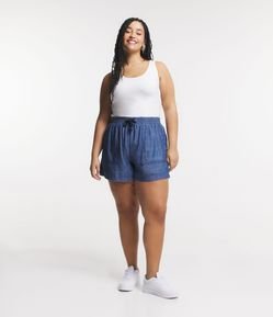 Short Comfy Jeans com Amarração no Cós Curve & Plus Size