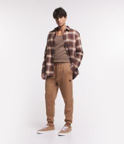 Calça em Moletom com Cós Elástico e Barra Ajustada