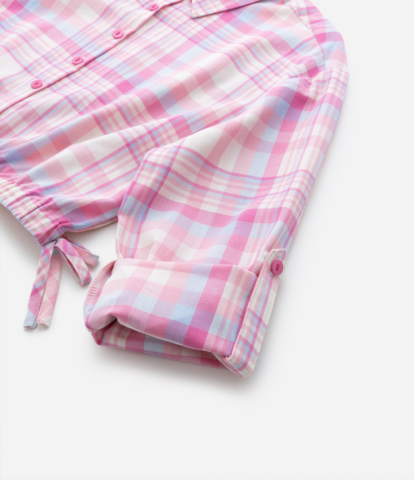 Camisa Cropped Infantil com Estampa Xadrez - Tam 5 a 14 anos Rosa 6