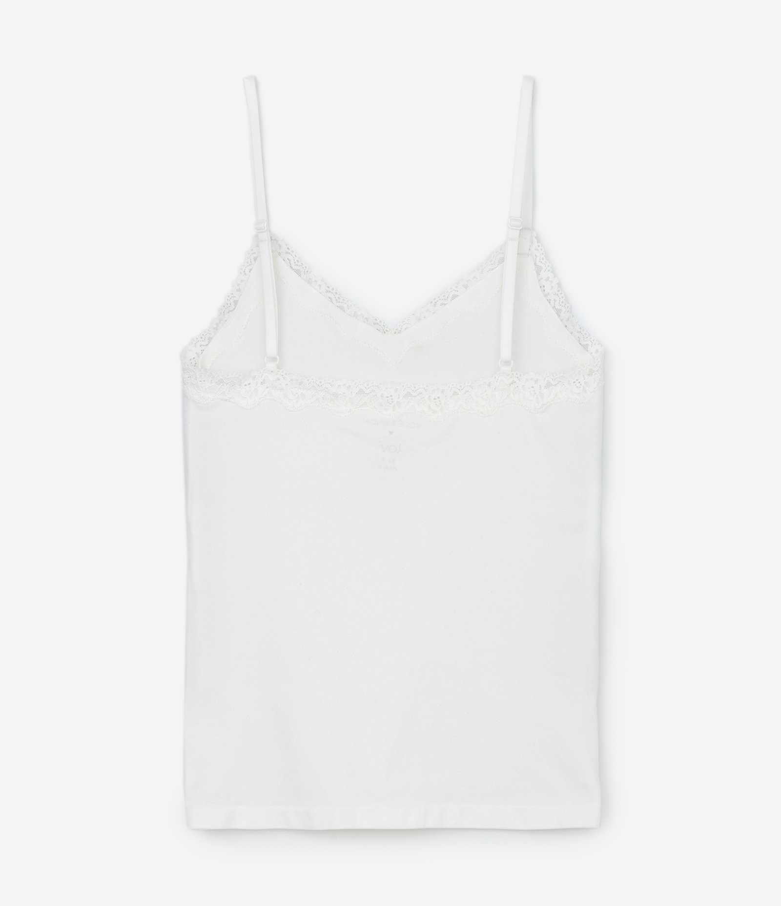 Camisete Alças Finas Sem Costura e com Renda Branco Neve 5