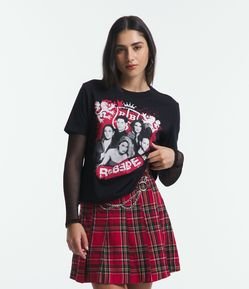 Camiseta Alongada em Meia Malha com Estampa Grupo RBD