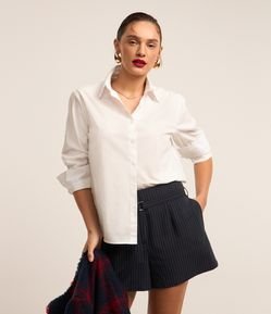 Camisa Manga Longa em Tricoline com Punho Largo