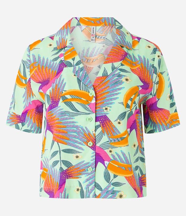 Camisa em Viscose com Estampa de Folhagem