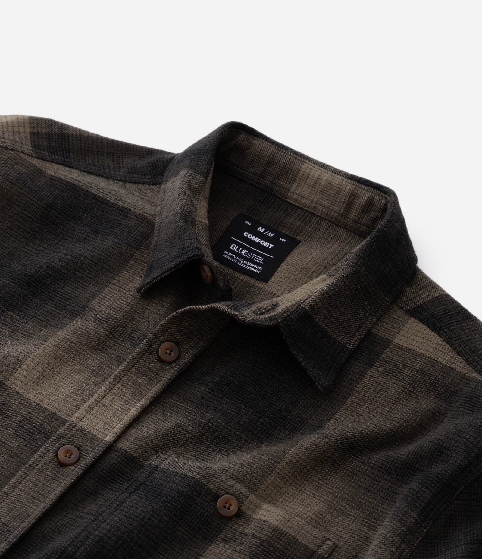 Camisa Comfort em Algodão Xadrez com Bolso e Manga Longa Verde 12