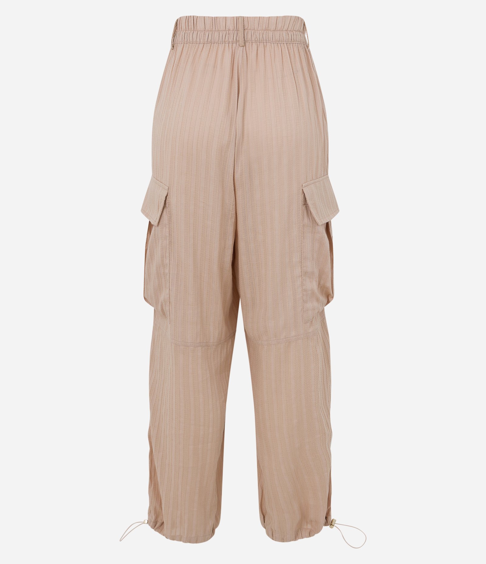 Calça Cintura Alta em Tricoline com Textura Jacquard Marrom Claro 2