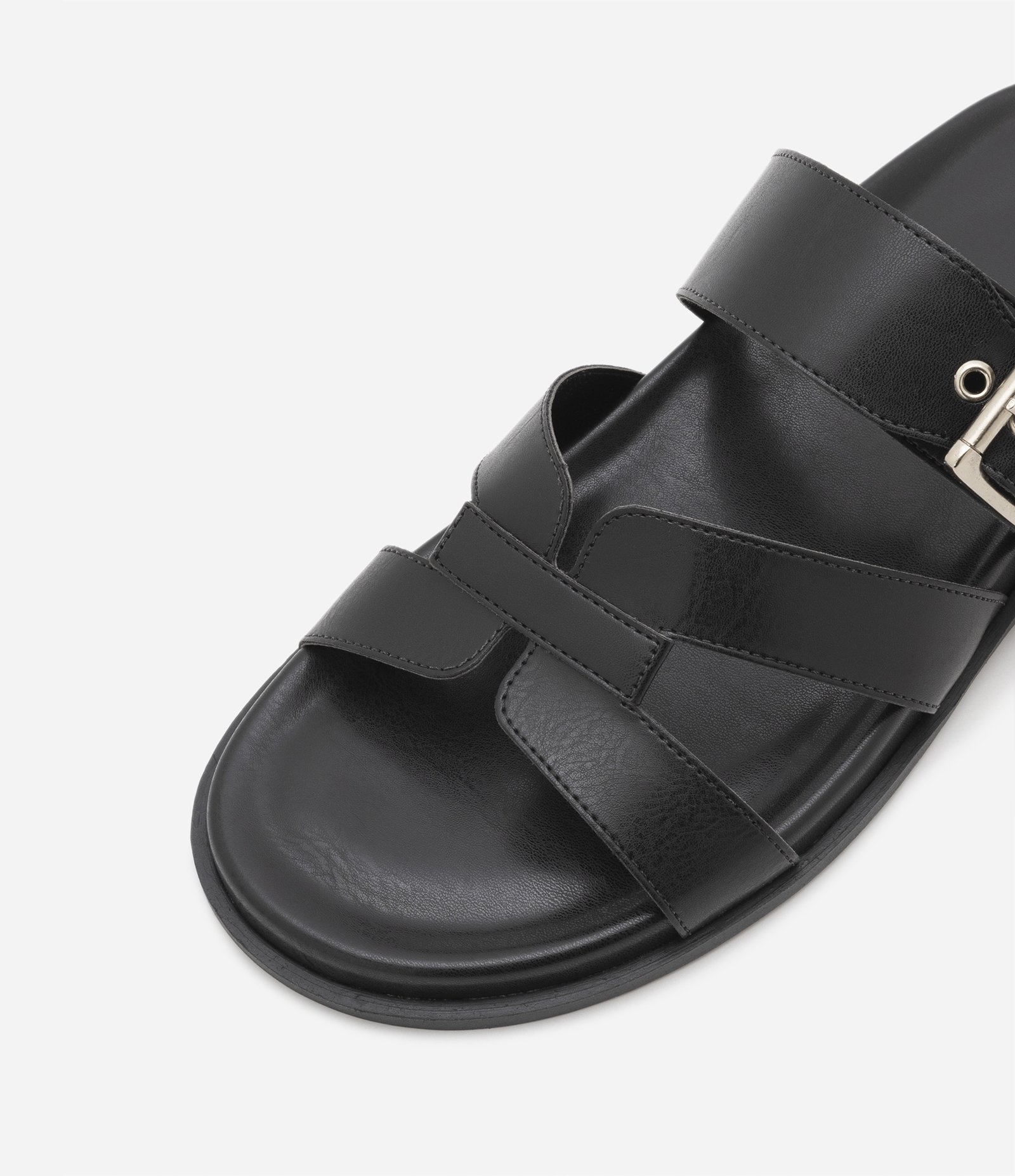 Sandália Rasteira com Fivela e Tira em H Preto 4