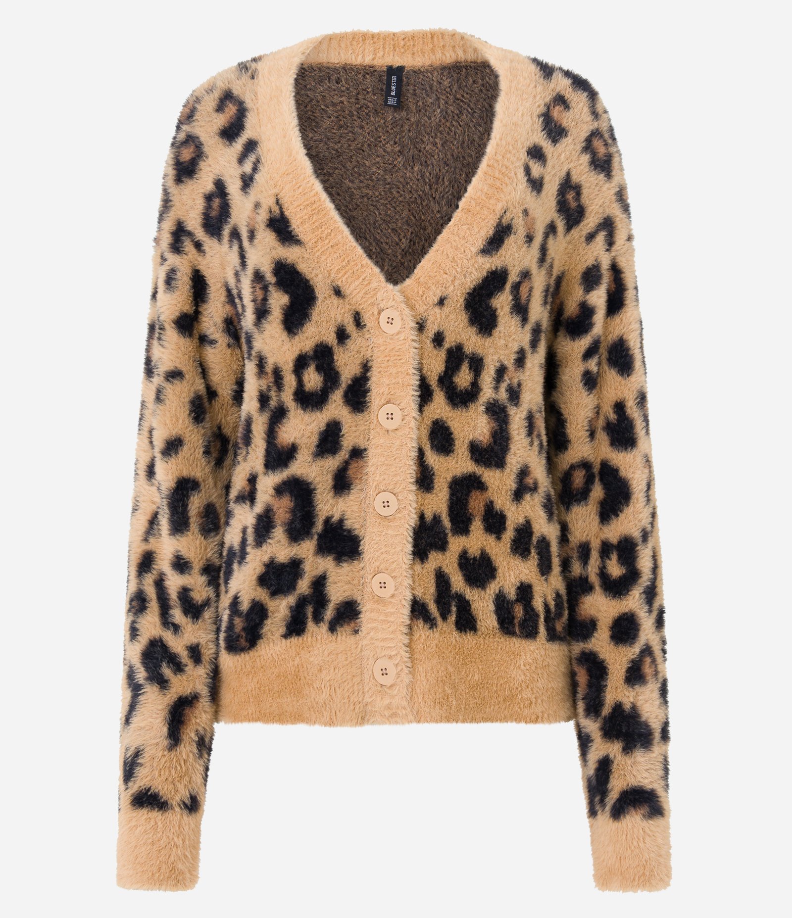 Cardigan Chenille Animal Print com Pelinho e Botões Marrom 5