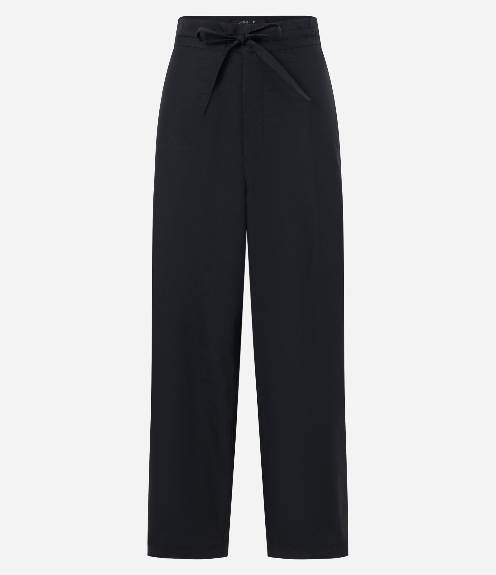Calça Reta em Tricoline com Cós Clochard e Amarração Preto 6