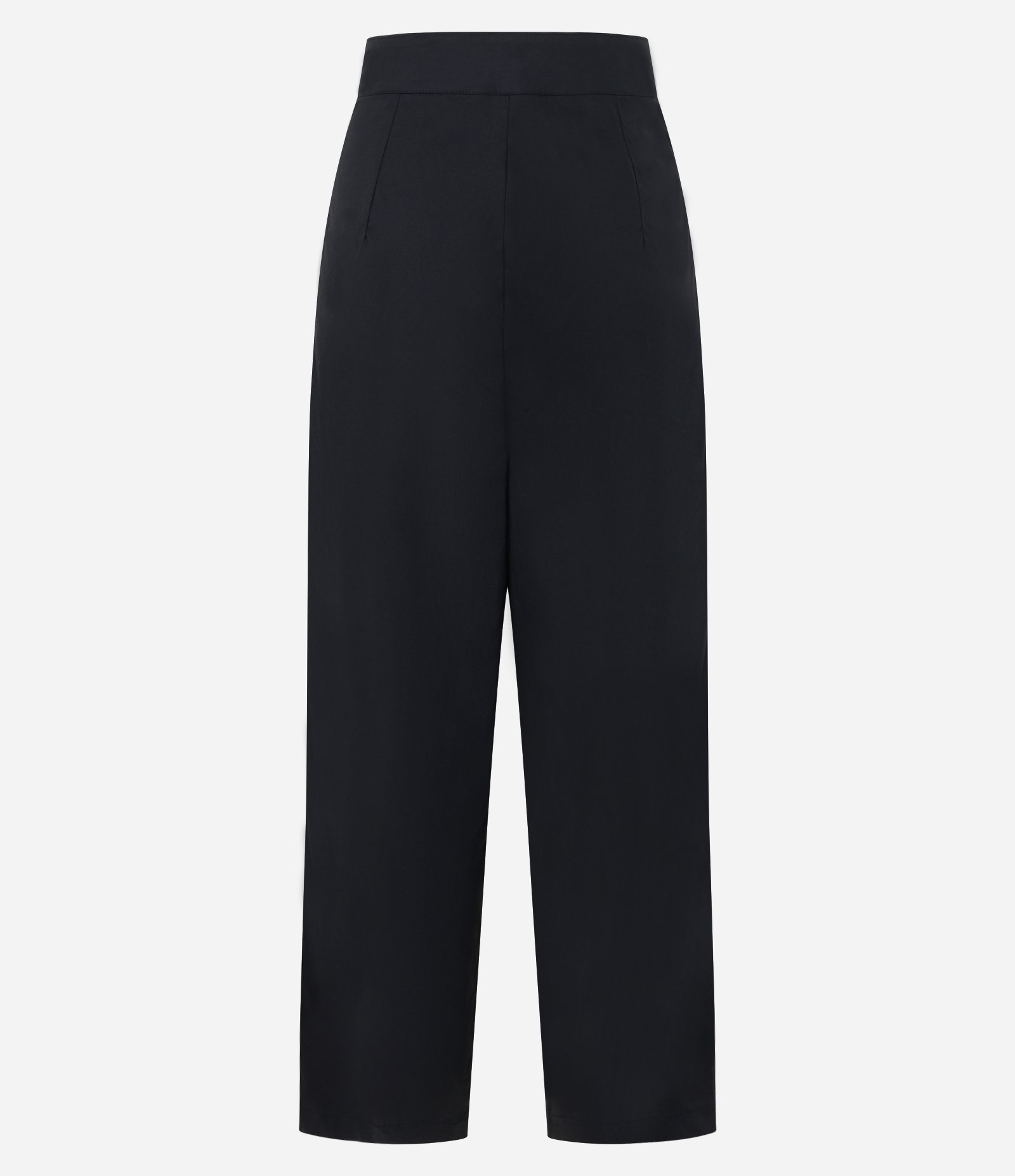 Calça Reta em Tricoline com Cós Clochard e Amarração Preto 7