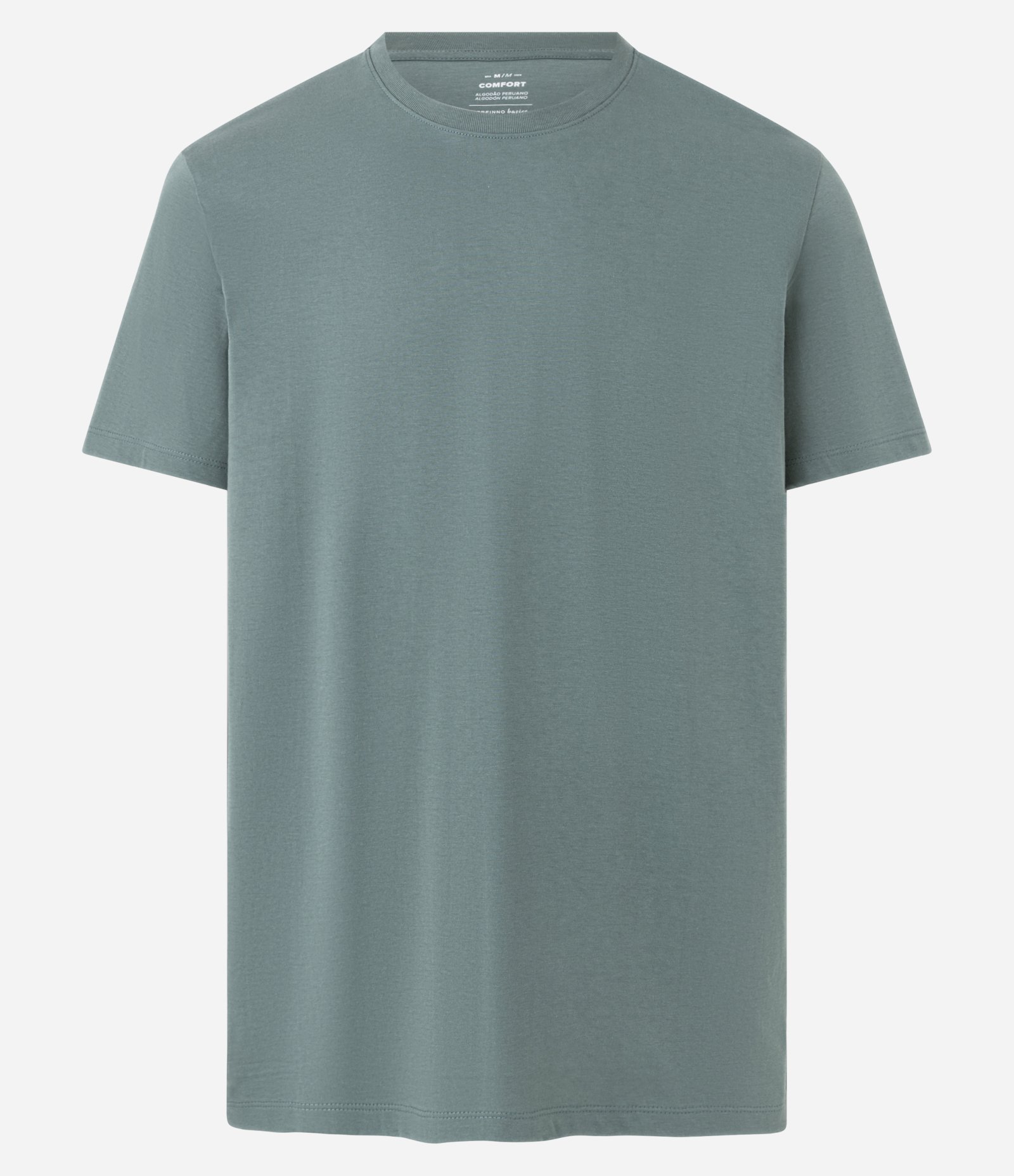 Camiseta Comfort Básica em Algodão Peruano Verde Acinzentado 6