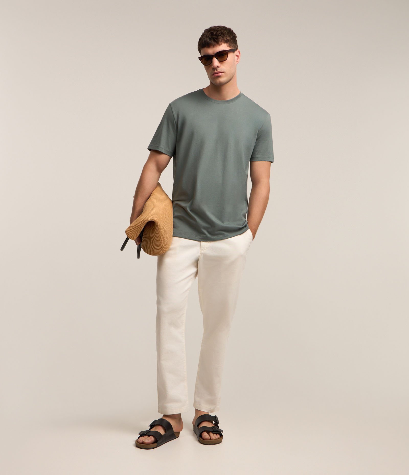 Camiseta Comfort Básica em Algodão Peruano Verde Acinzentado 2