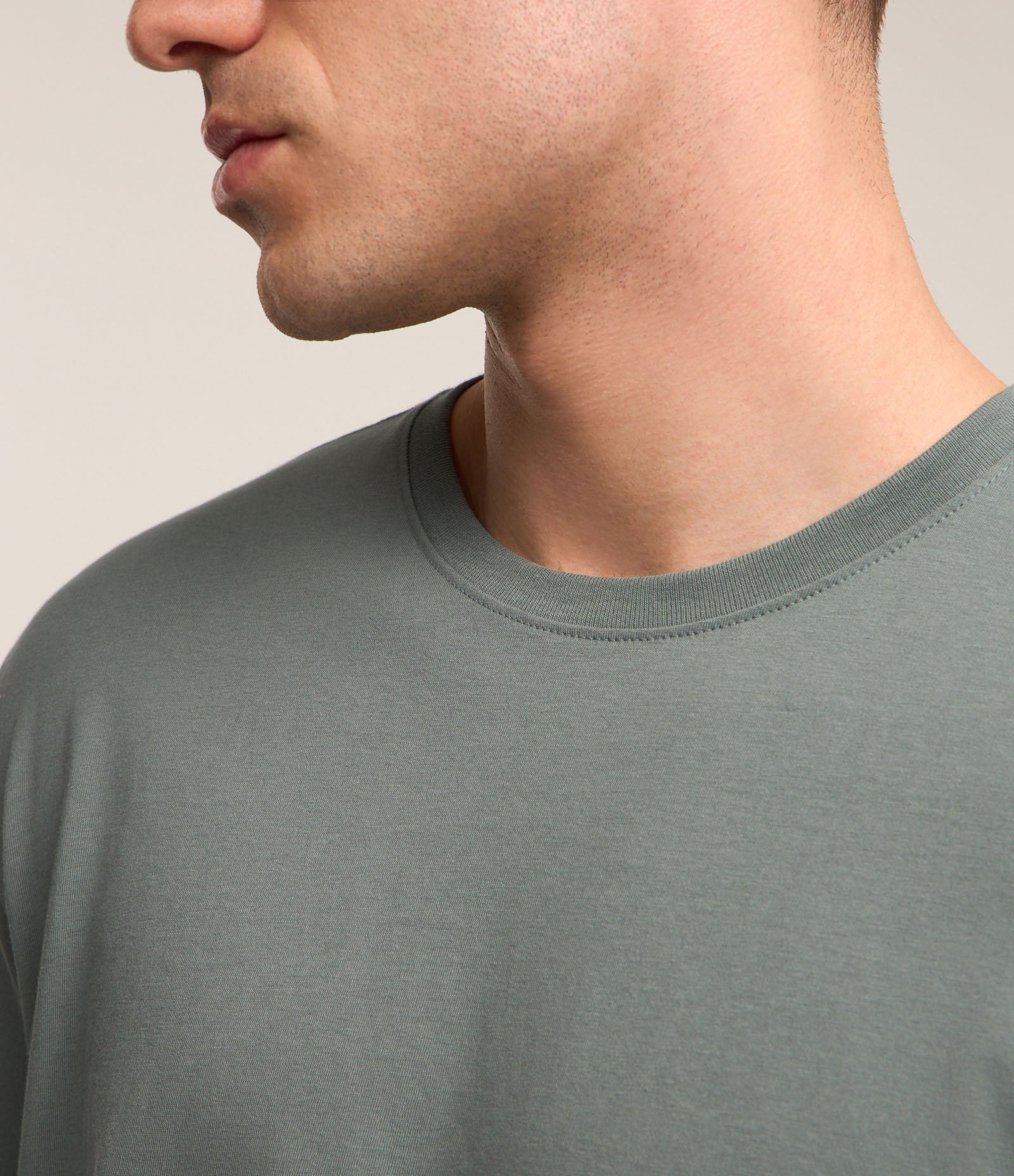 Camiseta Comfort Básica em Algodão Peruano Verde Acinzentado 5