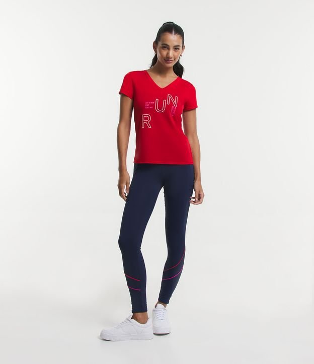 Camiseta Esportiva em Crepe com RUN Lettering Estampado Vermelho 2