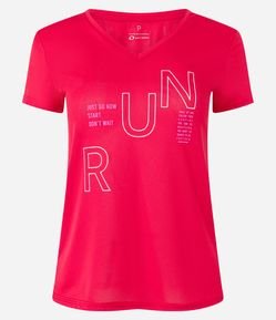 Camiseta Esportiva em Crepe com RUN Lettering Estampado