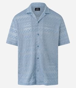 Camisa Manga Curta em Tricoline com Bordado Geométrico