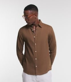 Camisa Comfort Básica em Linho e Algodão