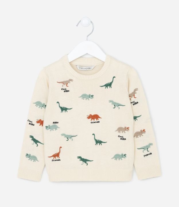 Suéter Infantil com Bordados de Dino - Tam 1 a 5 anos