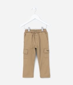 Calça Jogger Infantil em Sarja com Bolso Cargo - Tam 1 a 5 anos