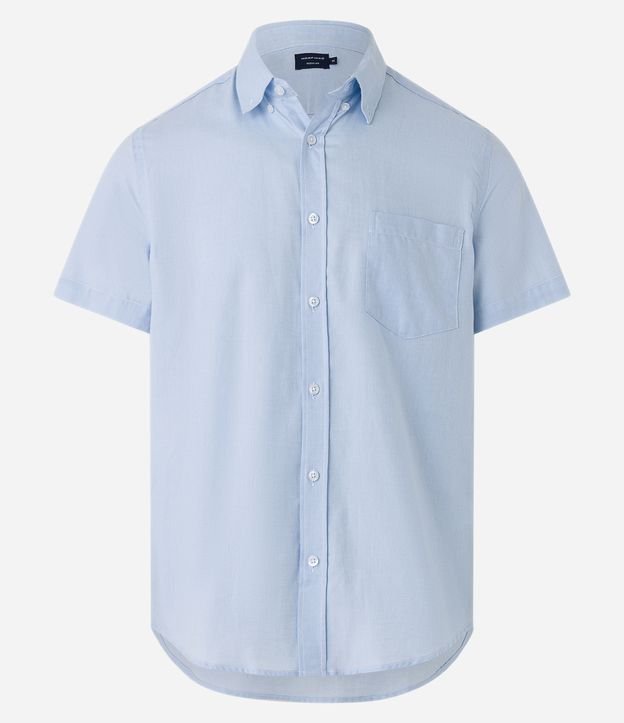 Camisa Comfort em Algodão com Bolso Frontal Azul Claro 6