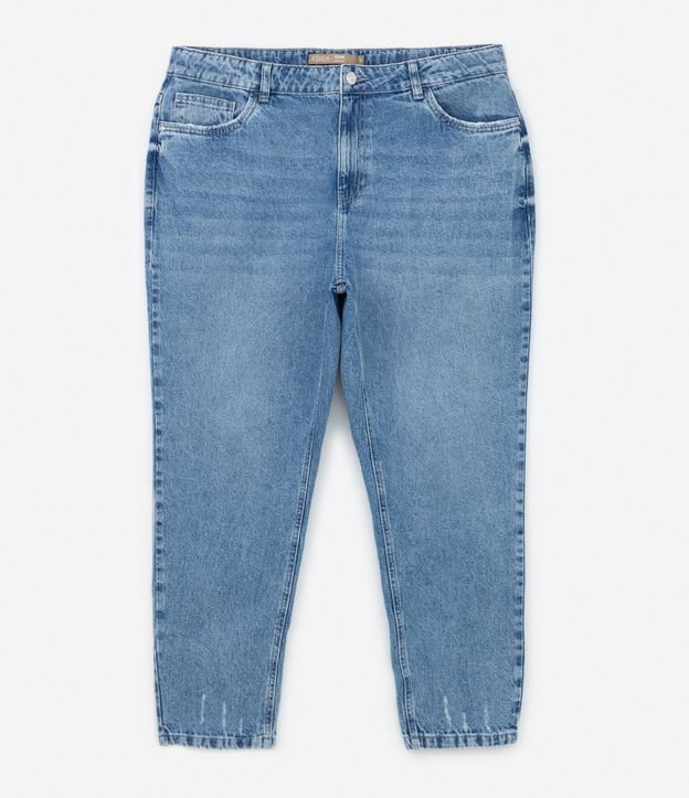 Pantalón Mom en Jeans Desteñido con Bolsillo Curve & Plus Size Azul 6