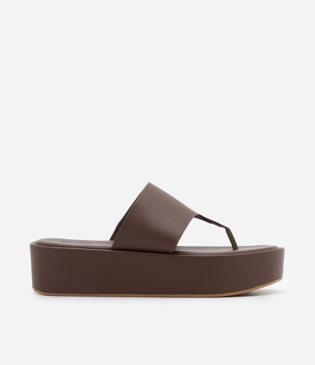 Sandália feminina flatform store em nobuck satinato