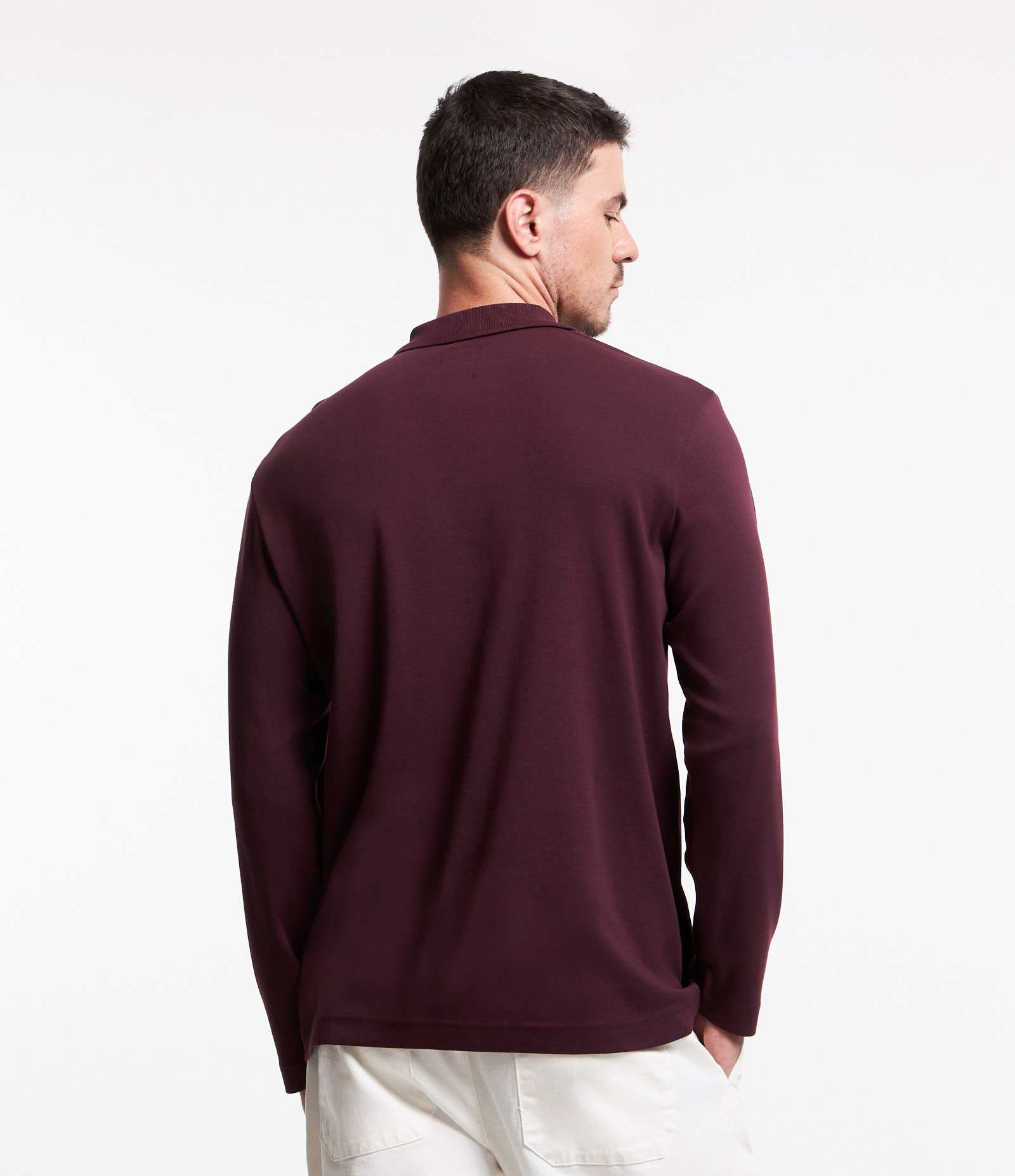 Polo em Algodão com Gola Lapela e Abotoamento Bordô 4