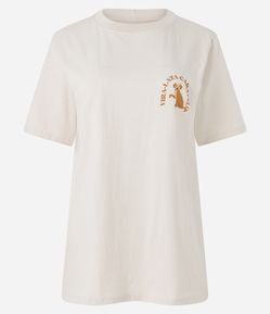 Camiseta Alongada em Meia Malha com Estampa Vira-Lata Caramelo Frente e Costas