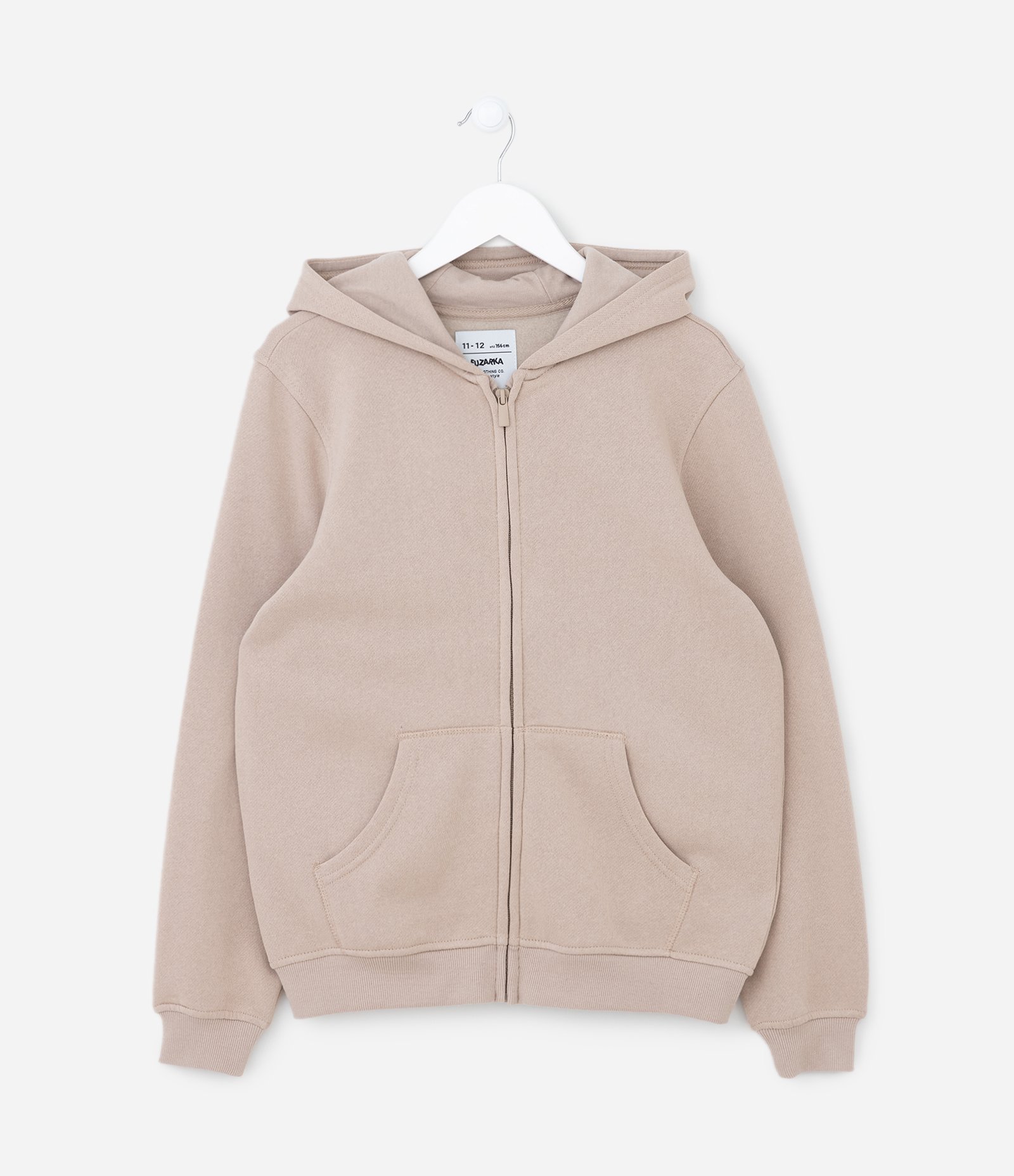 Jaqueta Infantil em Moletom com Capuz  - Tam 5 a 14 anos Bege 1