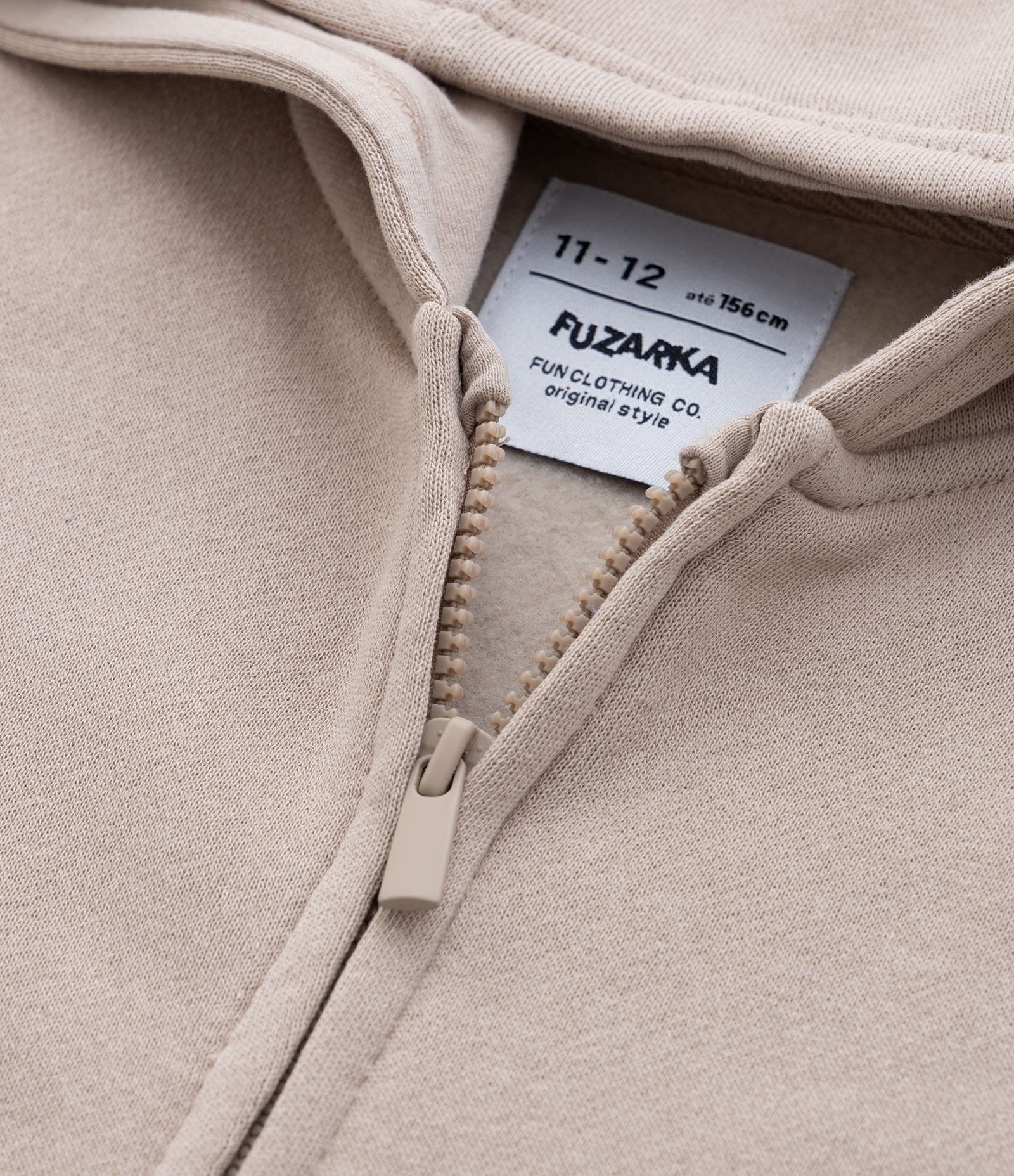 Jaqueta Infantil em Moletom com Capuz  - Tam 5 a 14 anos Bege 6