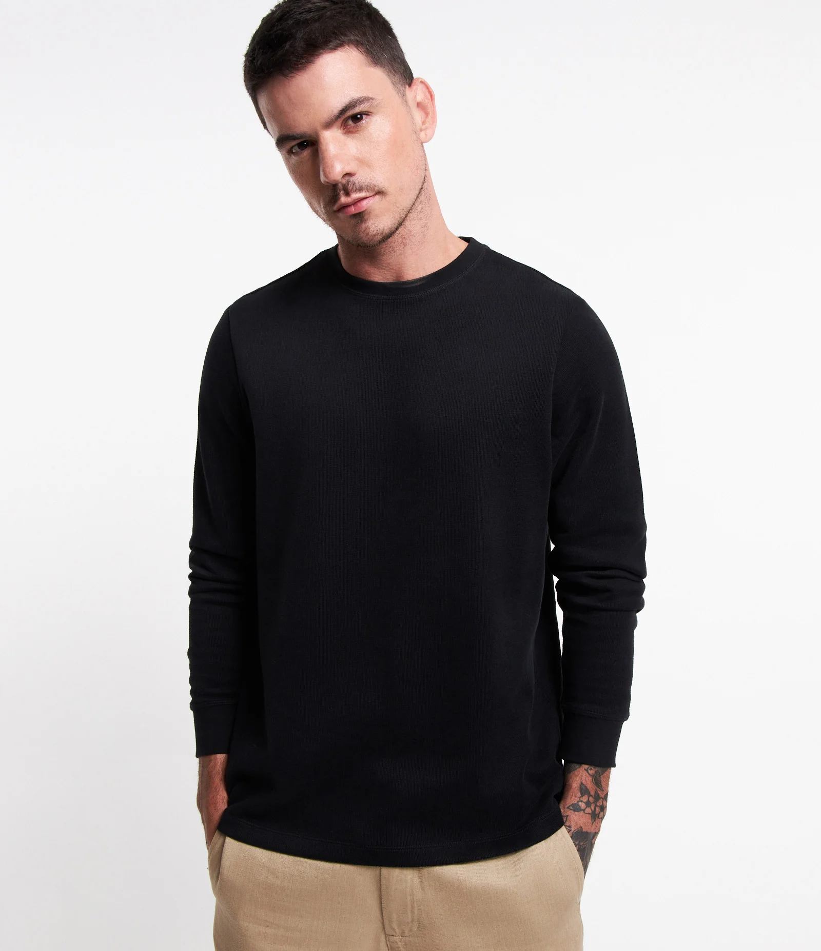 Blusão em Algodão com Punho Ajustado Preto 1