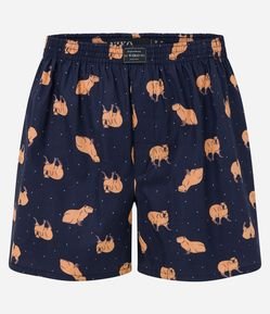 Cueca Samba Canção em Meia Malha com Estampa de Capivara