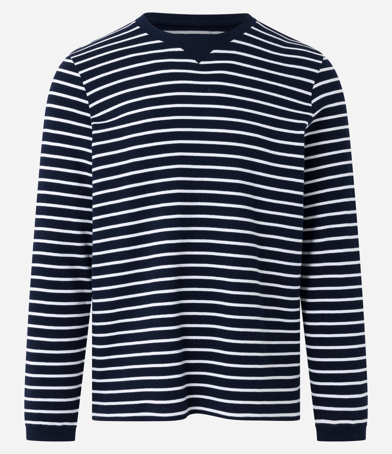 Camiseta em Meia Malha com Estampa Listrada Azul Escuro/ Branco 6