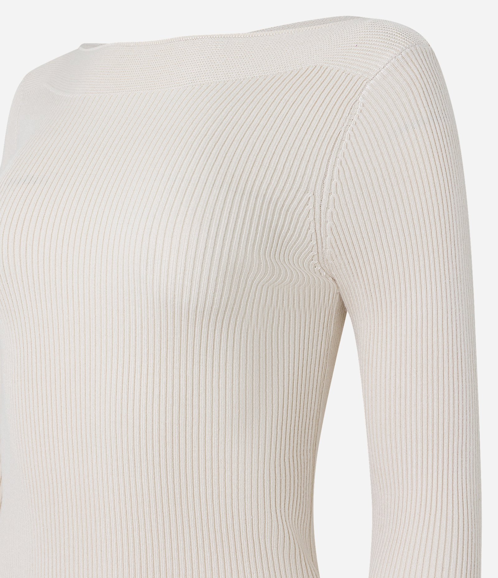 Blusa em Tricô com Gola Canoa e Textura Canelada Off White 7