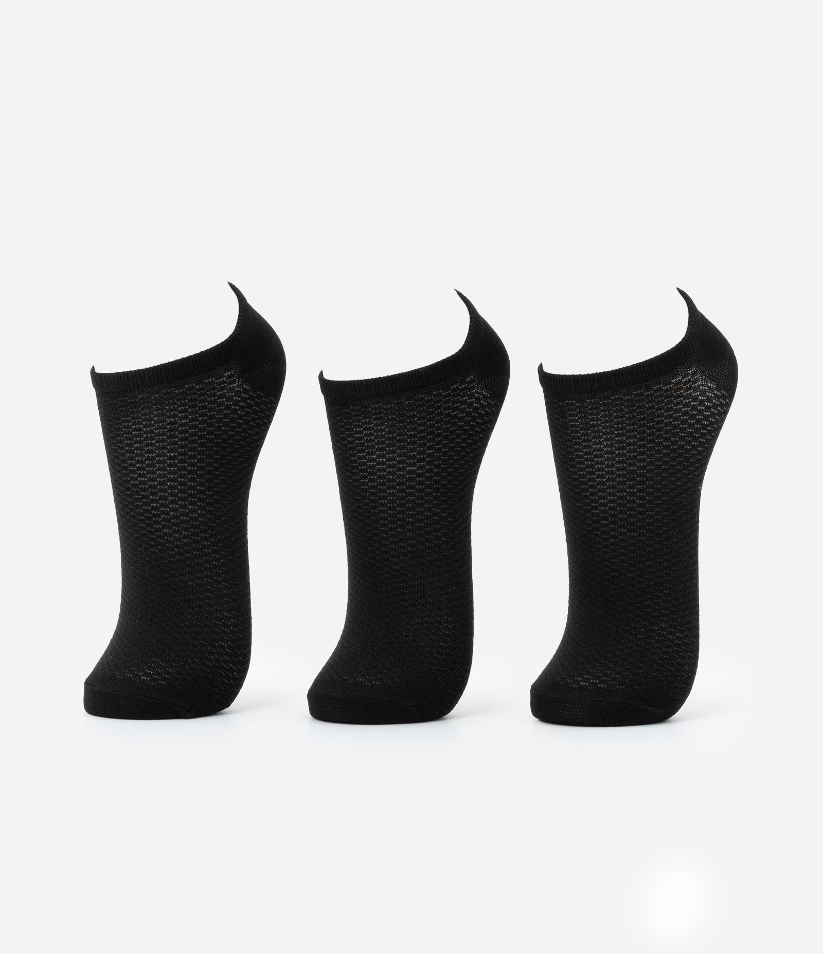 Kit 03 Pares de Meias Invisíveis em Poliamida Aeradas Preto 1