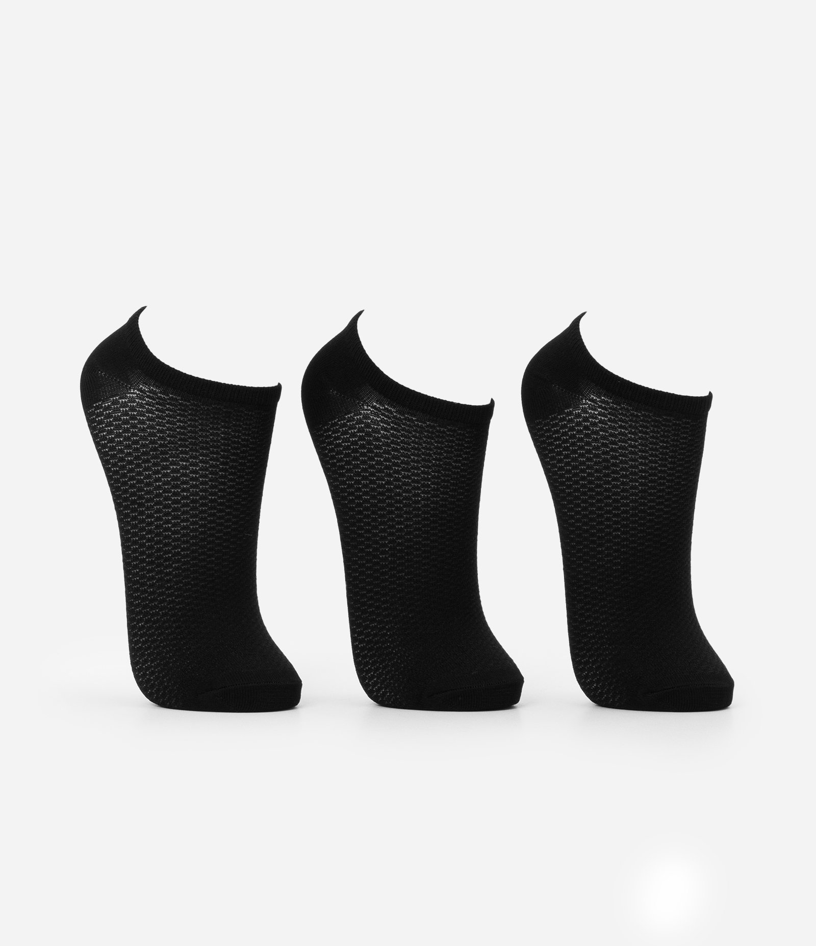 Kit 03 Pares de Meias Invisíveis em Poliamida Aeradas Preto 2