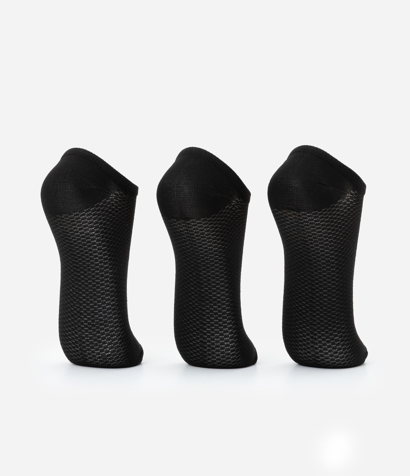 Kit 03 Pares de Meias Invisíveis em Poliamida Aeradas Preto 3