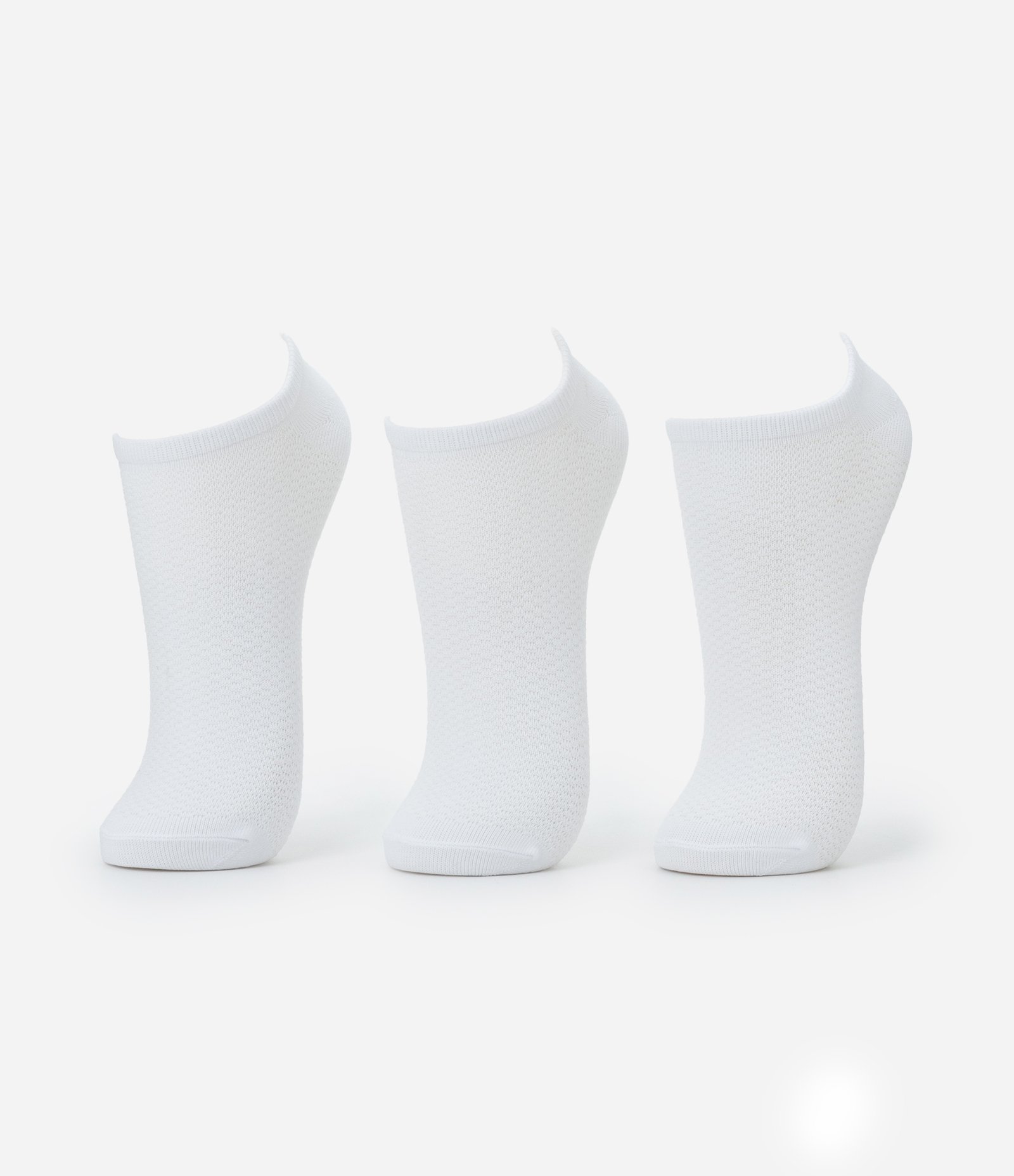 Kit 03 Pares de Meias Invisíveis em Poliamida Aeradas Branco 1