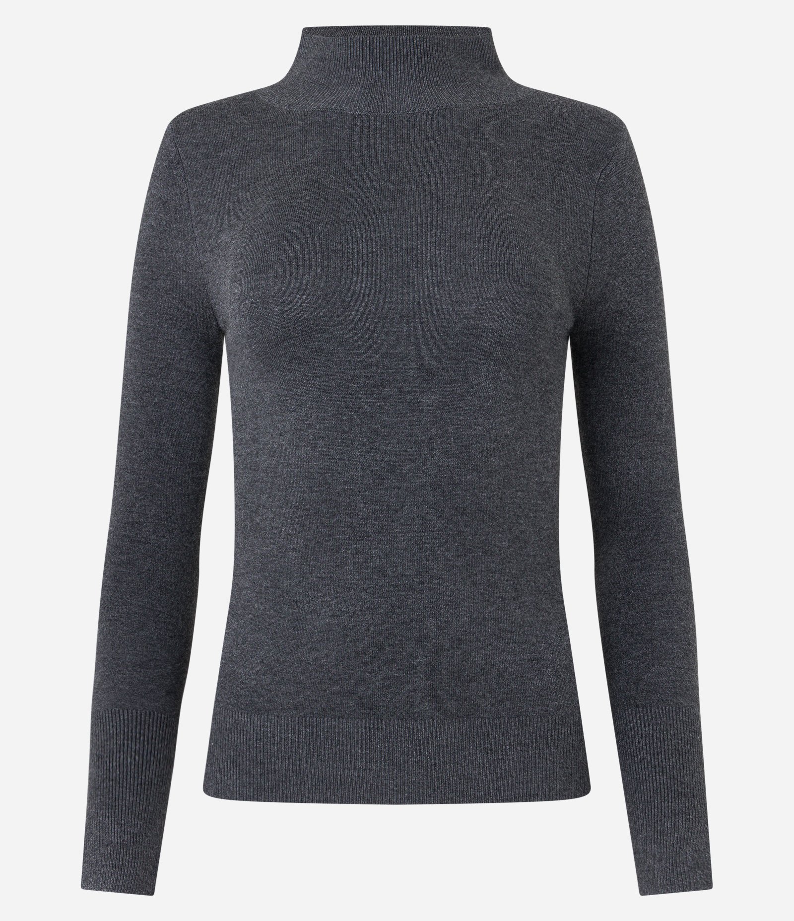 Blusa Básica em Tricô com Golinha Alta Cinza Escuro 6