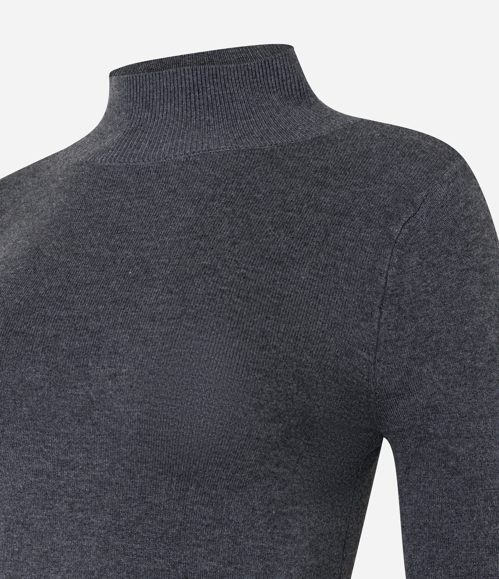 Blusa Básica em Tricô com Golinha Alta Cinza Escuro 7