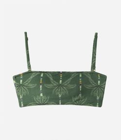 Biquíni Top Bandeau em Poliamida com Estampa Coqueiros