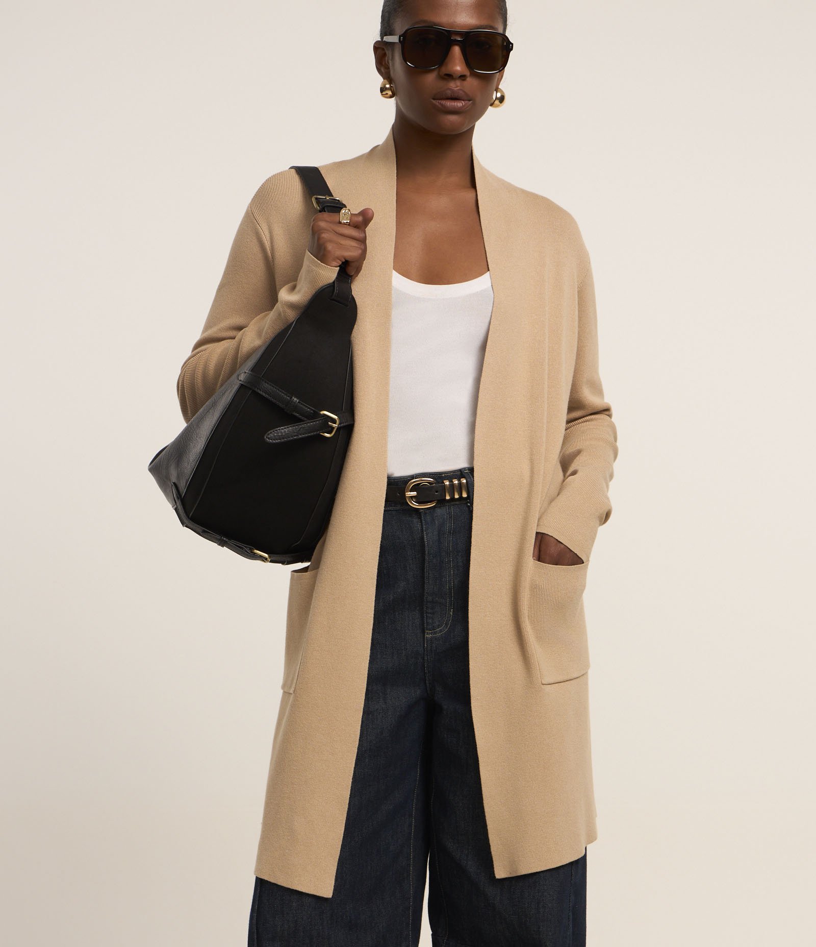 Cardigan Alongado em Tricô com Bolsos 1