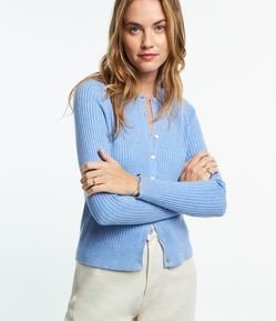 Cardigan Curto em Tricô com Textura Canelada