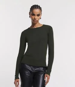 Suéter Alongado em Tricô com Manga Longa